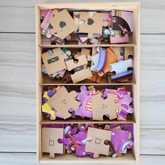 Dora the Explorer & Doc McStuffin's 4 in 1 Wood Puzzles w/ Wood Storage Box - Picture 7 of 8